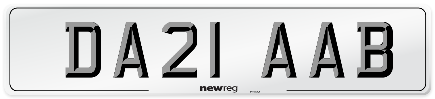 DA21 AAB Number Plate from New Reg